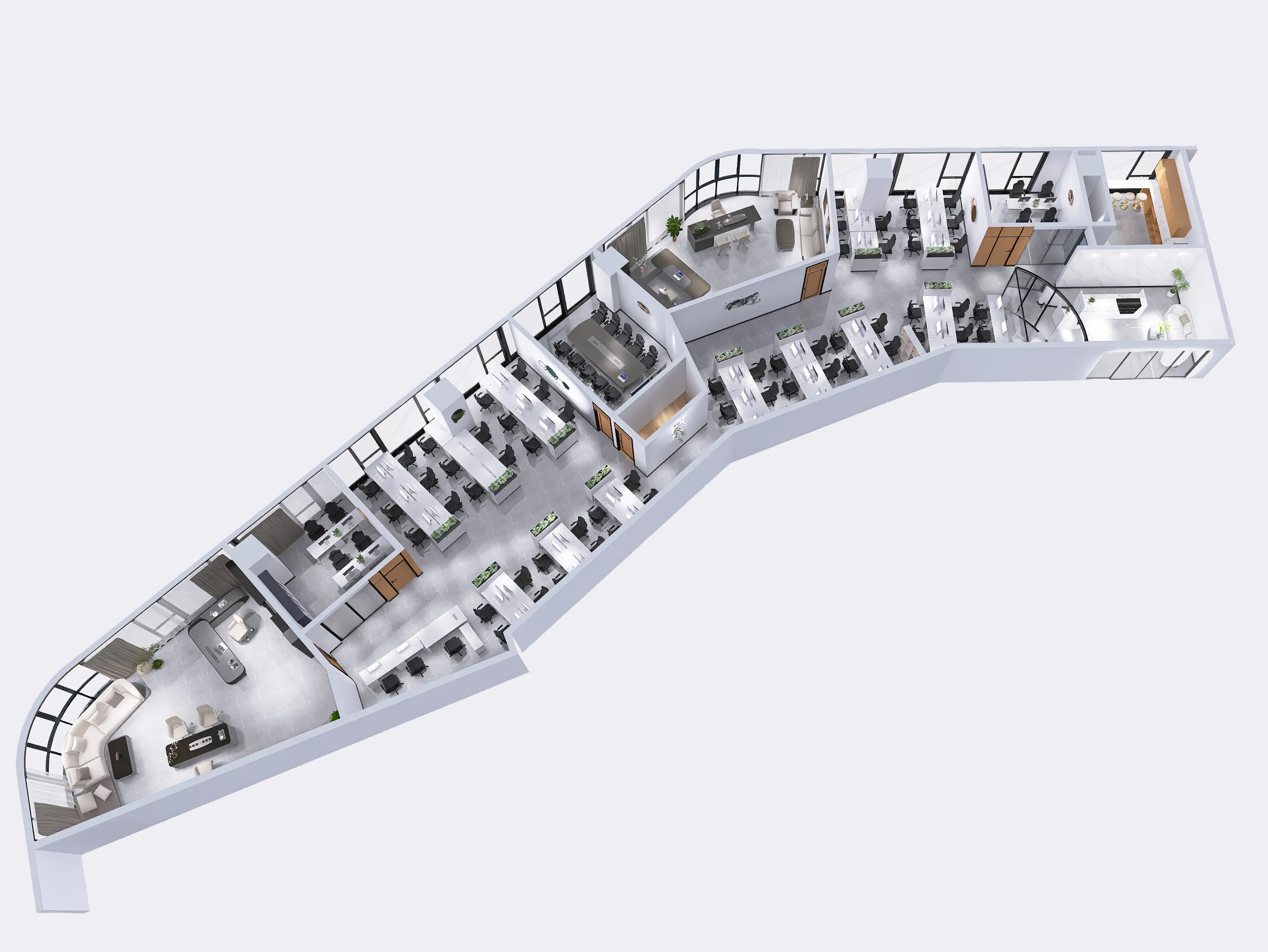 3D custom office furniture design for a modern workspace layout