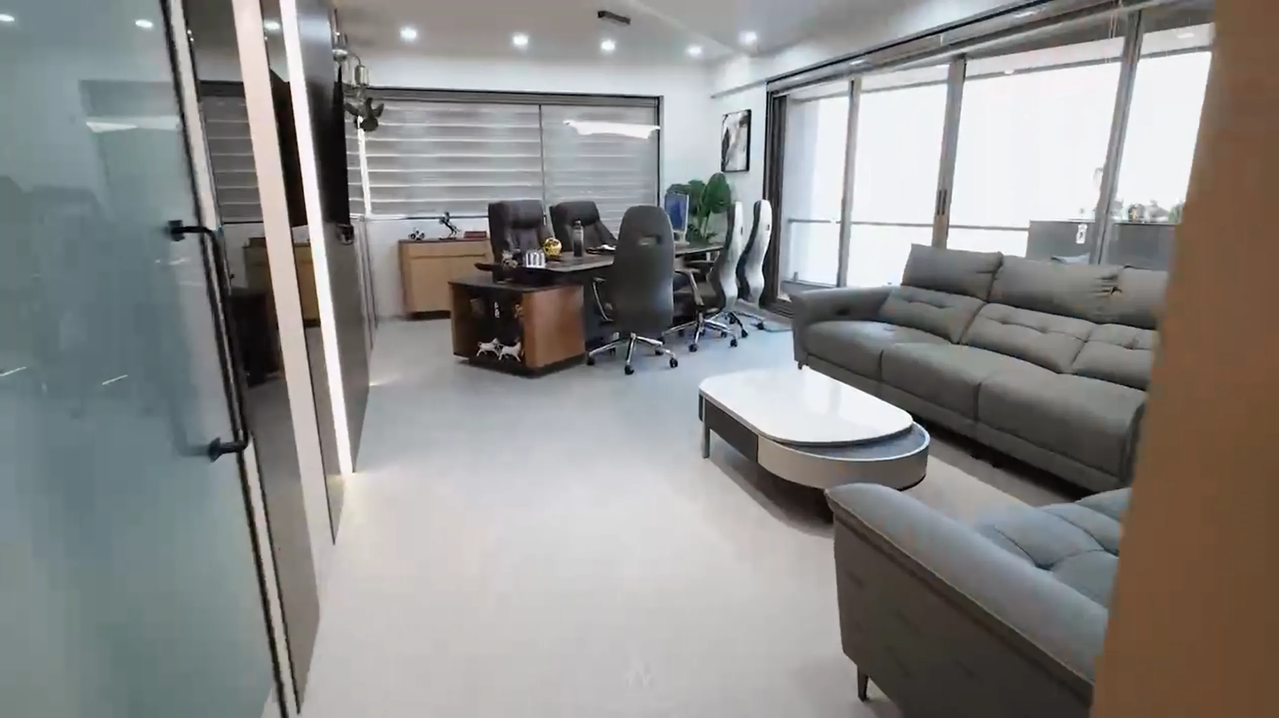 Integrated work and lounge area in a modern Indian office