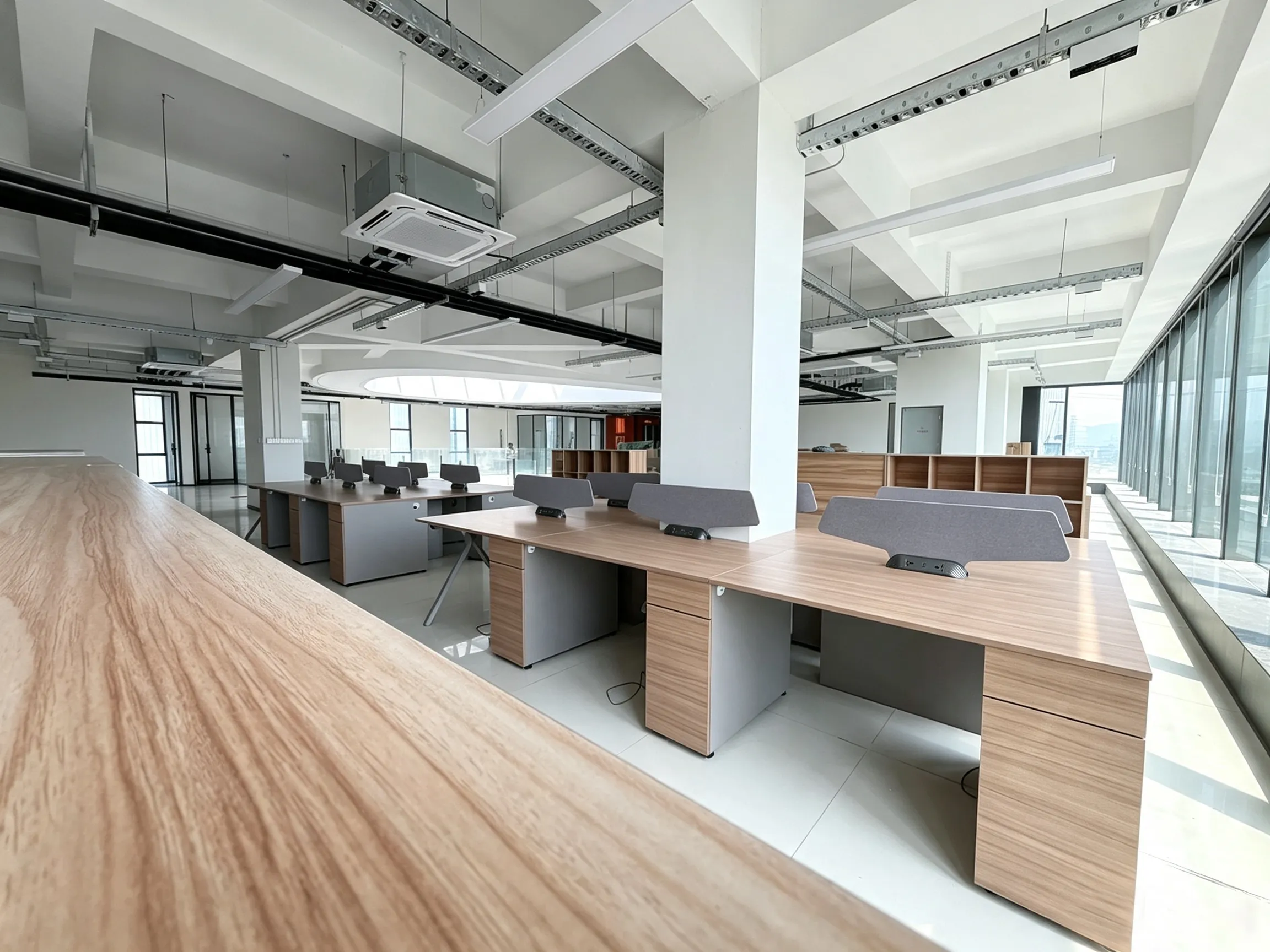 Office furniture project with modern open workstationsstorage