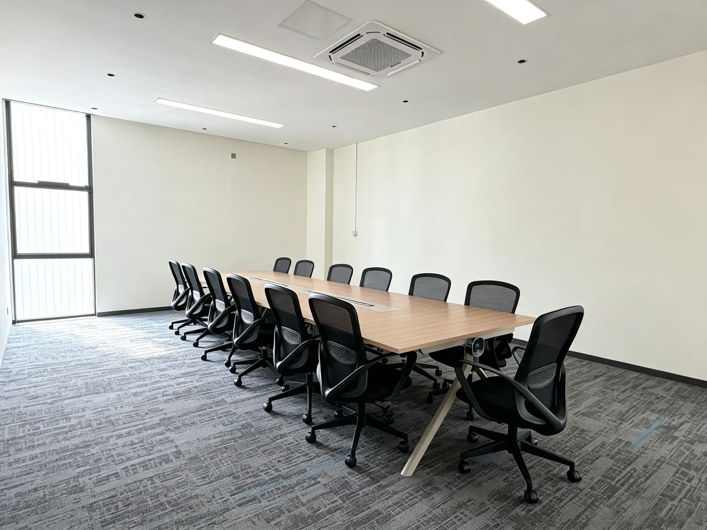 Office furniture project with modern meeting room and conference table