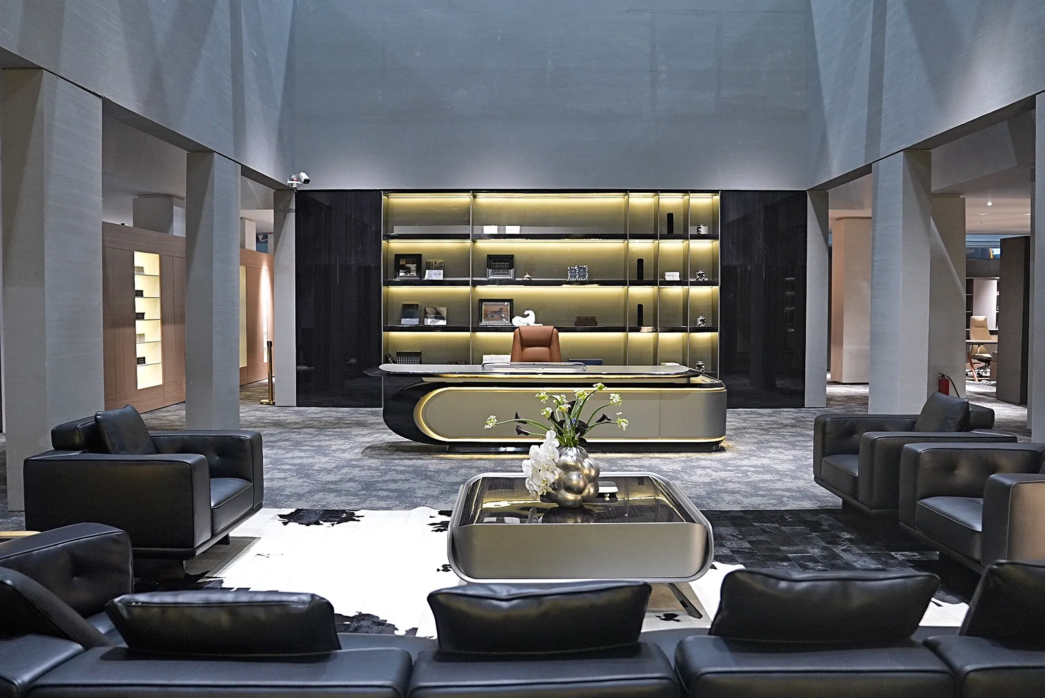 Modern office desks, chairs and workspace furniture displayed at CIFF 2024