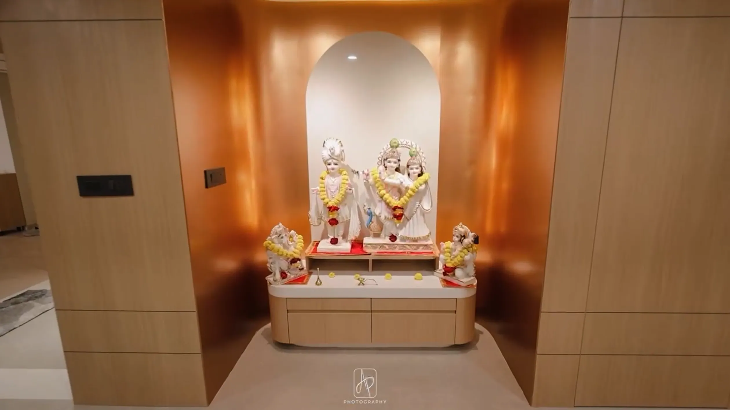 Puja area integrated into WINASA Ceramica office design