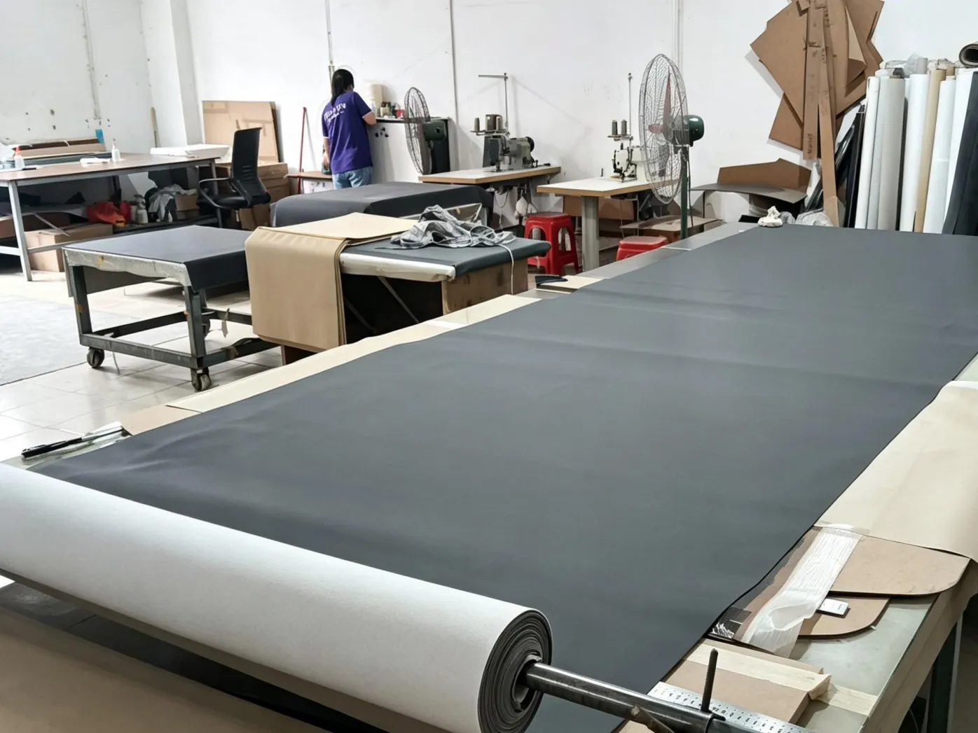 Leather upholstery workshop for office furniture