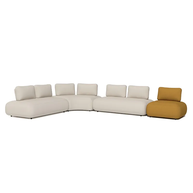 Commercial modular soft seating with rounded forms for modern office interiors