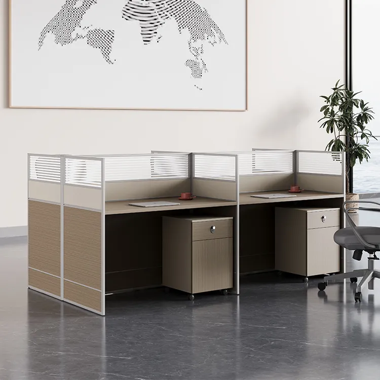 Modular office cubicle workstation configured for multiple staff work areas
