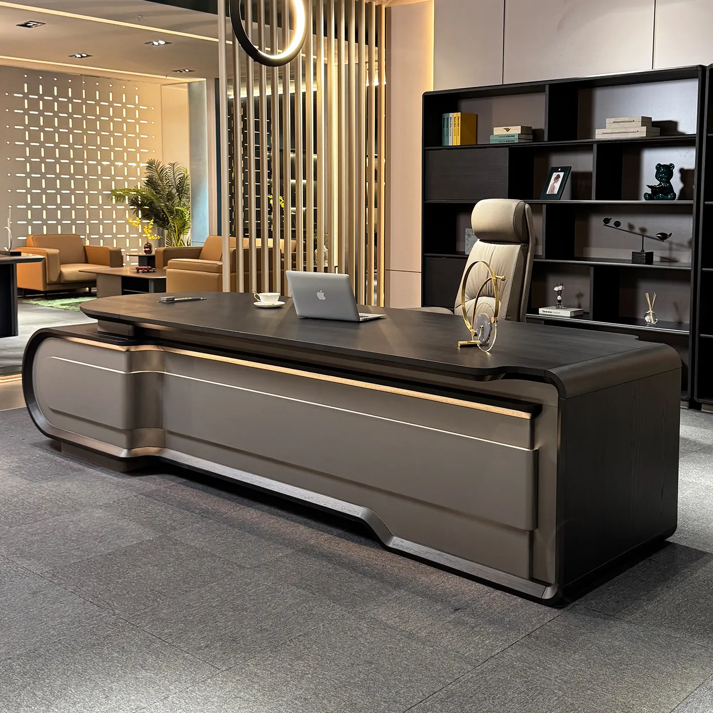 Contemporary Executive Desk with Curved Side Cabinet - Cover image