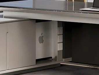 Layout of built-in under-desk power outlets