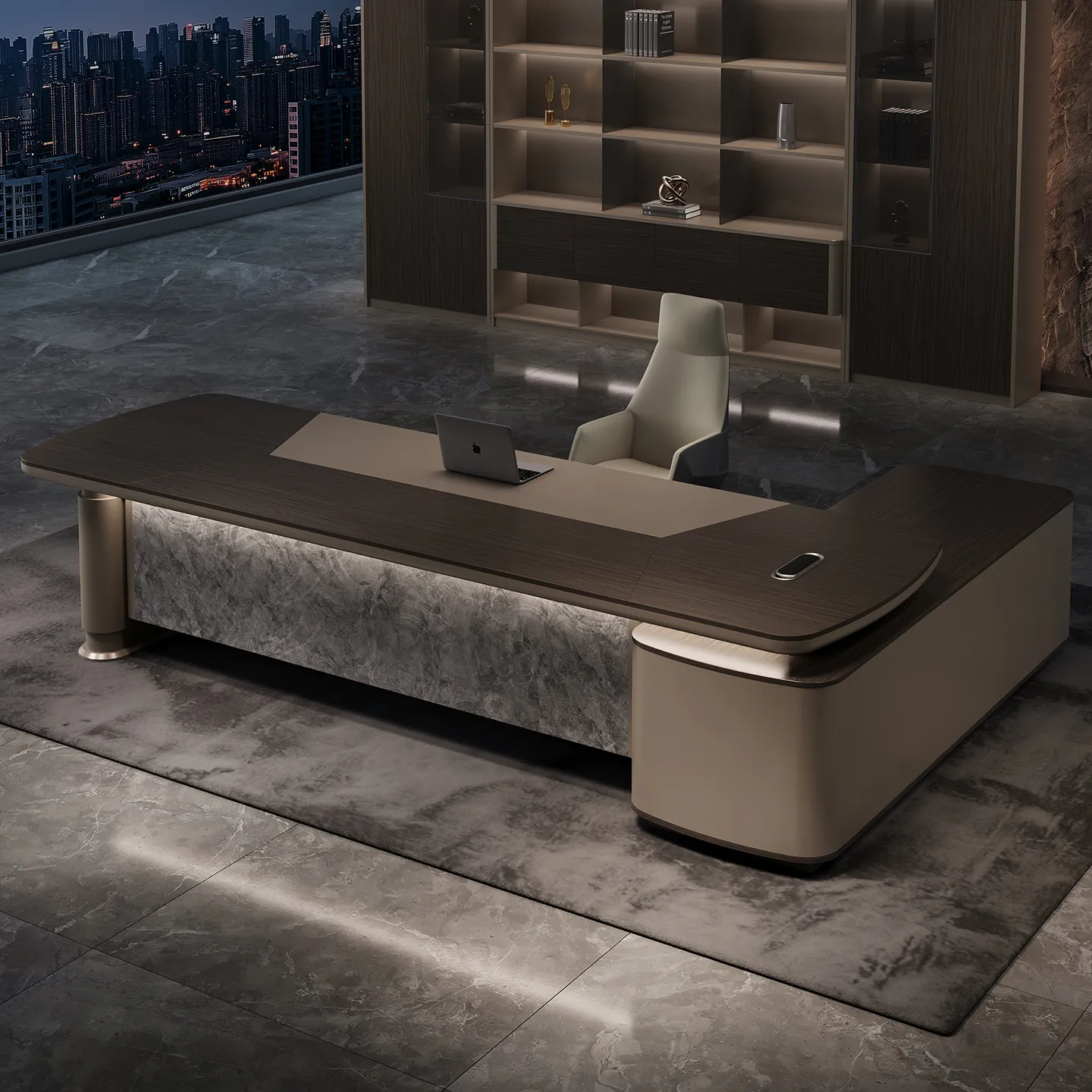 Custom L-shaped executive office furniture for commercial projects