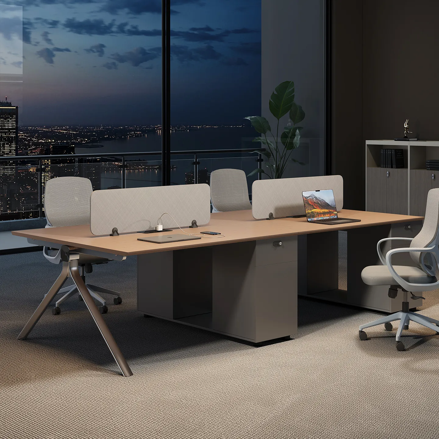 Double office workstation desk designed for two employees in a shared workspace