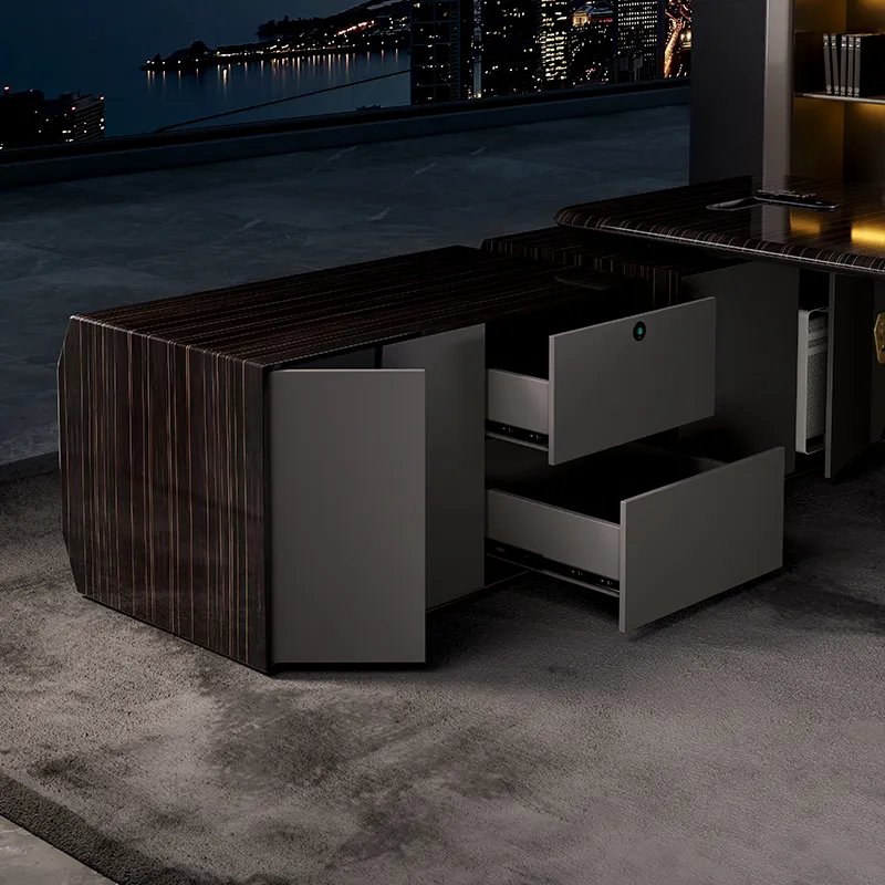 Fingerprint lock for secure storage on modern executive office desk