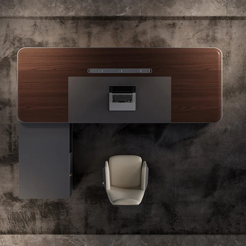 Executive desk with spacious side storage and integrated drawer compartments