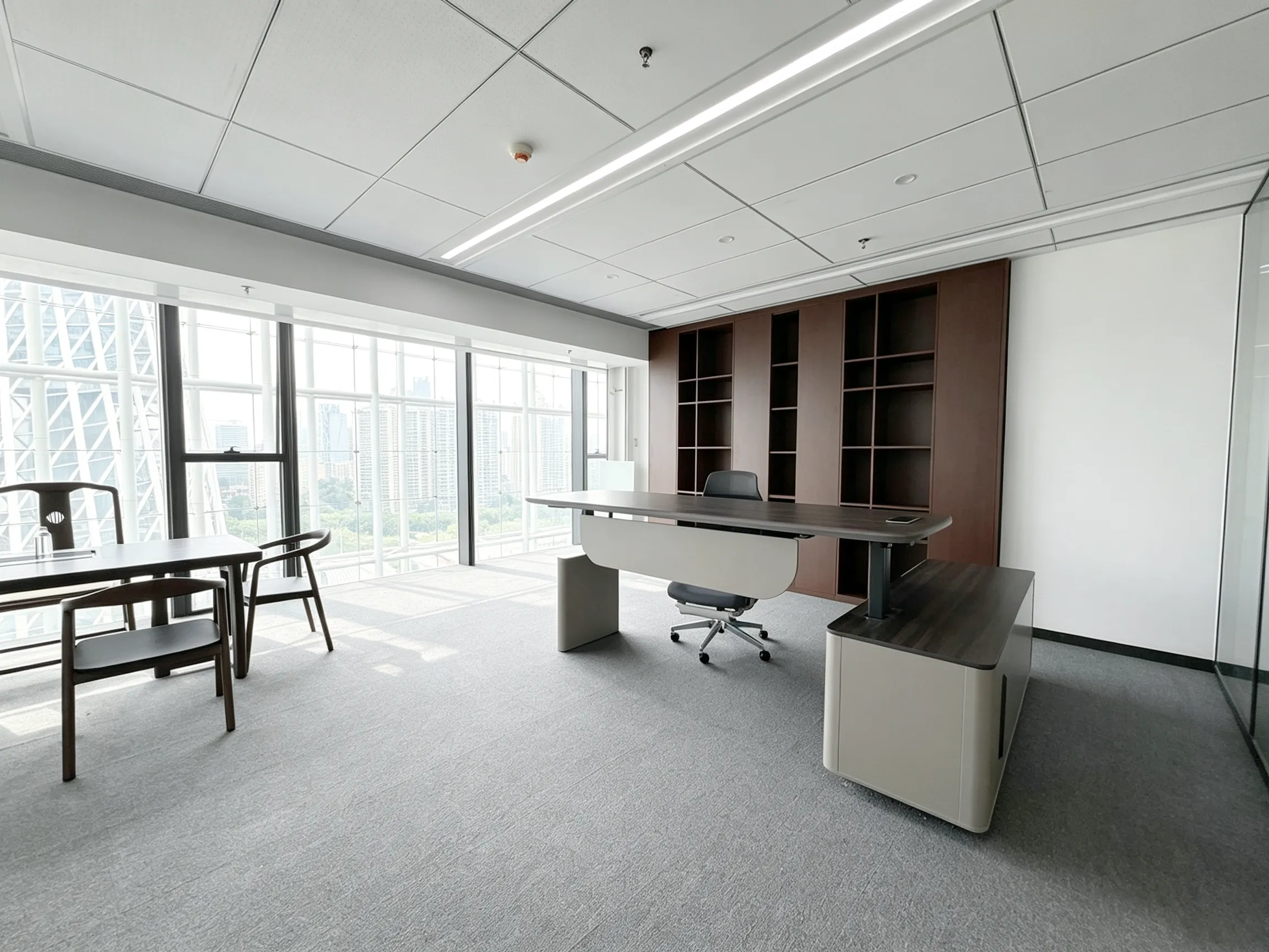 Executive office with integrated custom storage