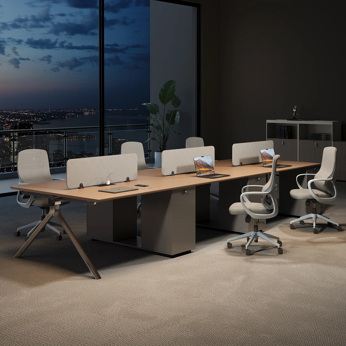 Expandable 2-Person Office Workstation with Privacy Screens - Cover image