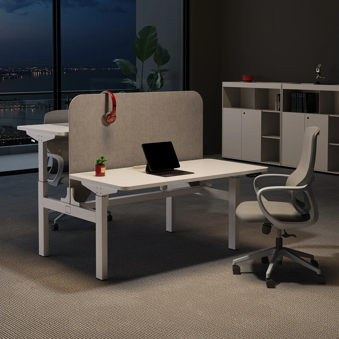 Expandable height adjustable workstation for 2, 4, 6, 8 or more users