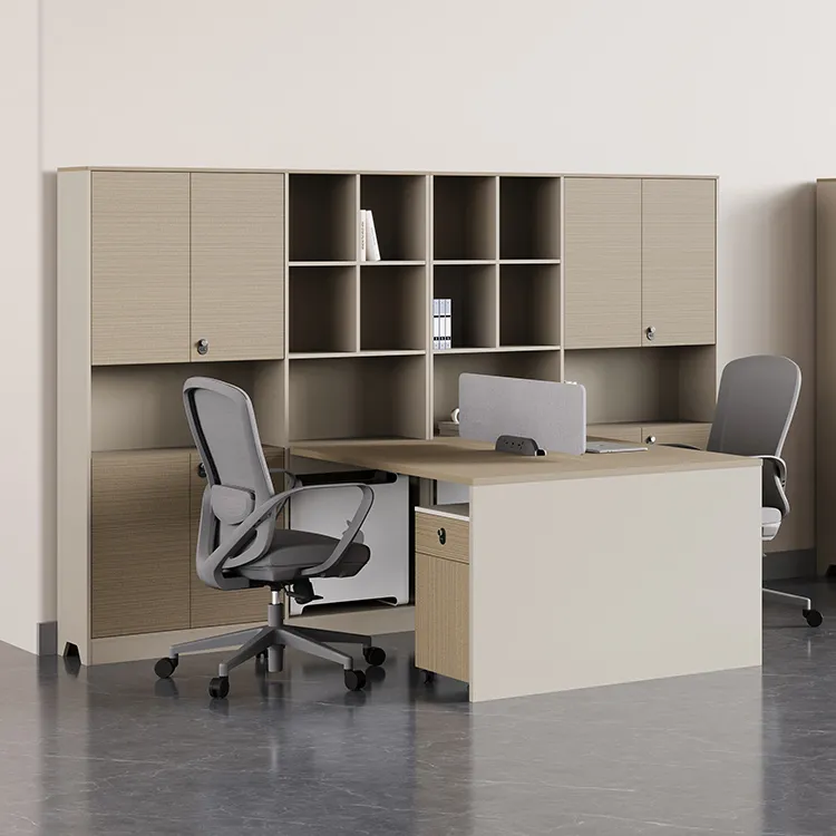 Office workstation desk with extensive filing storage for finance and administrative staff