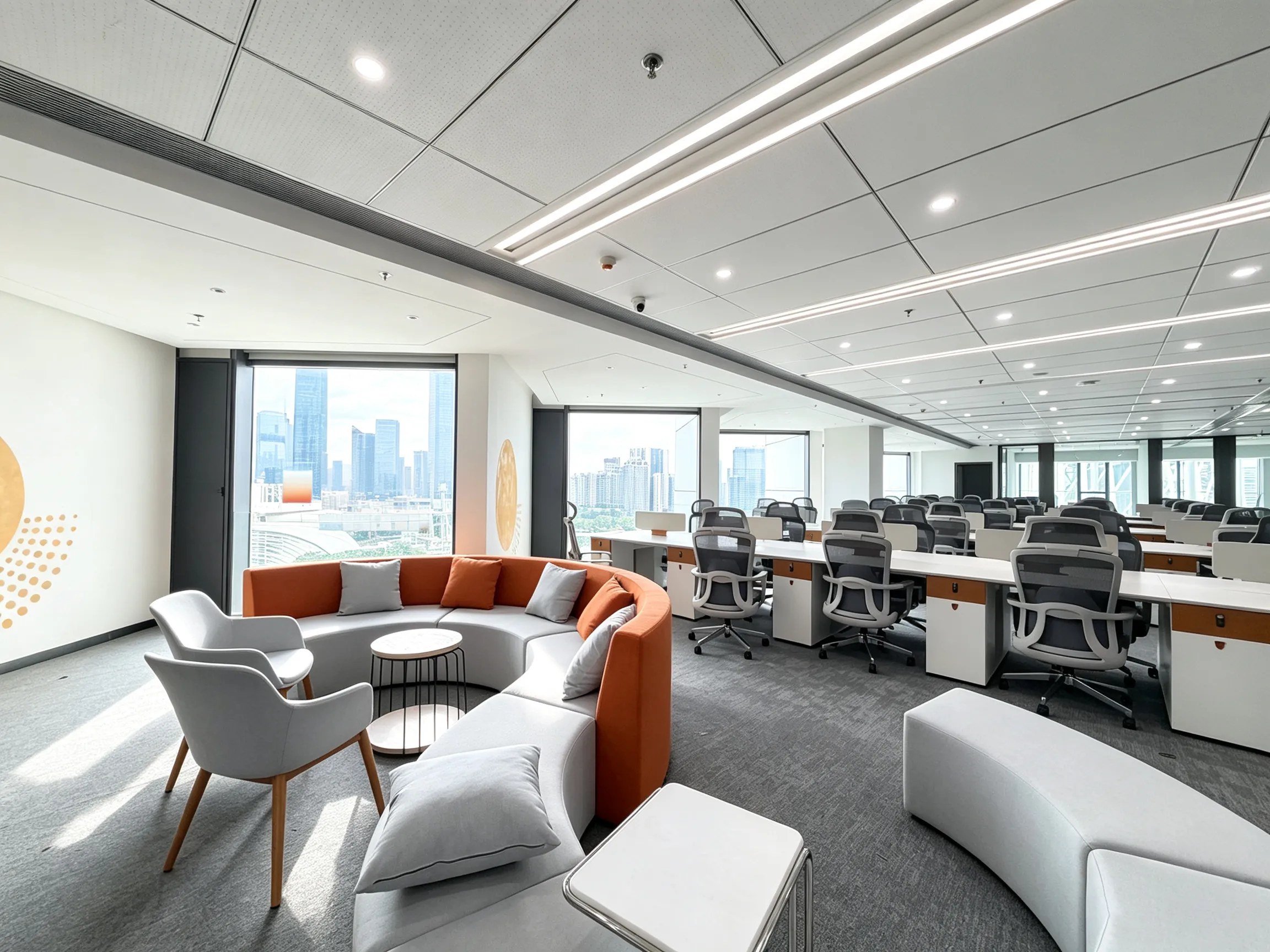 Flexible lounge space for informal office communication