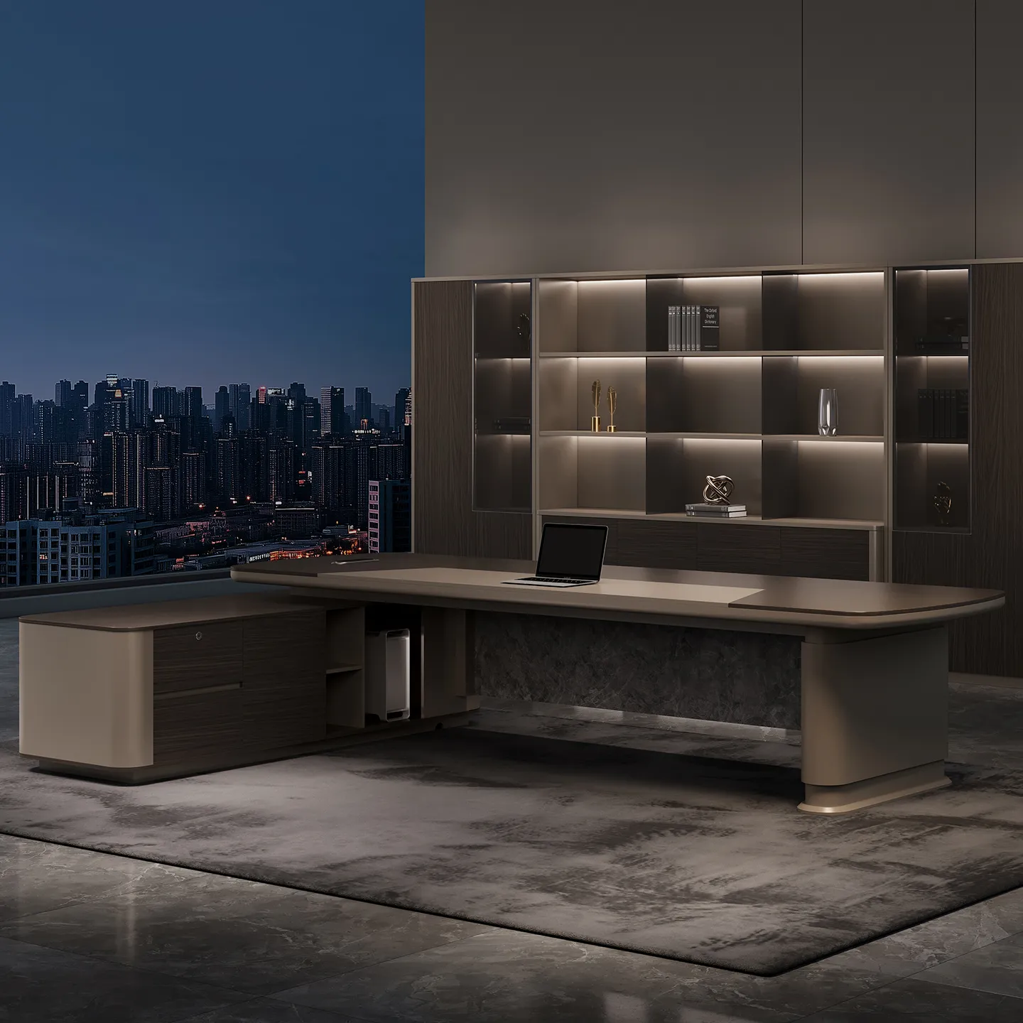 Modern L-shaped executive desk for a contemporary CEO office