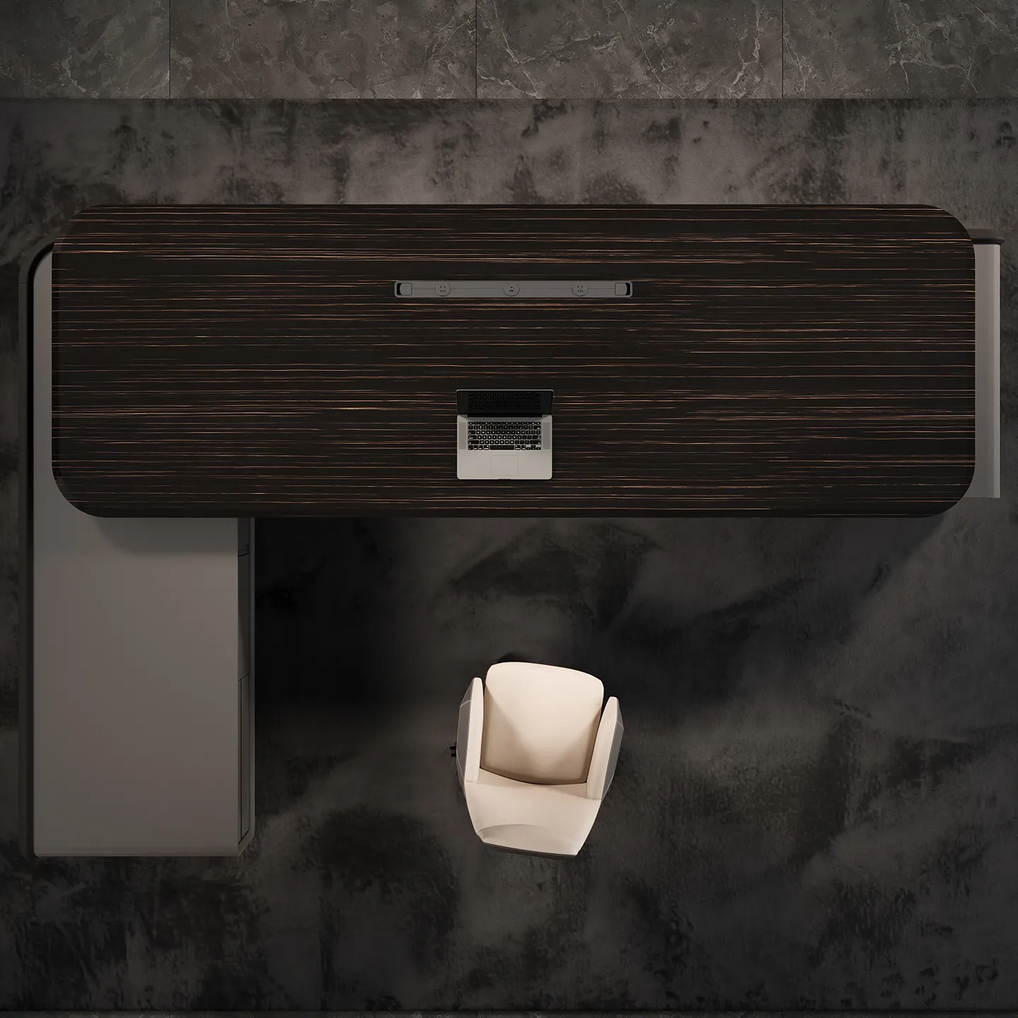 Luxury executive desk with dark wood finish for CEO office