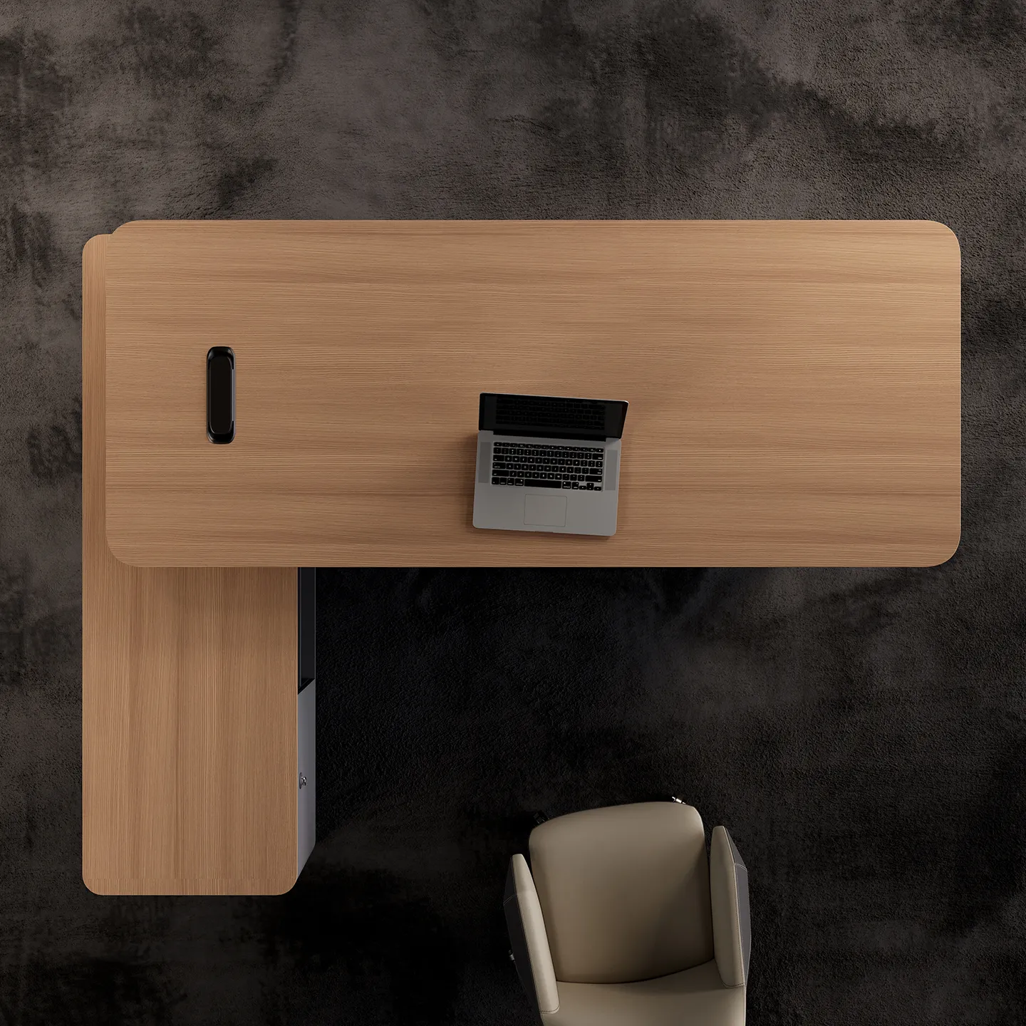 Modern supervisor office desk with clean lines and light wood finish