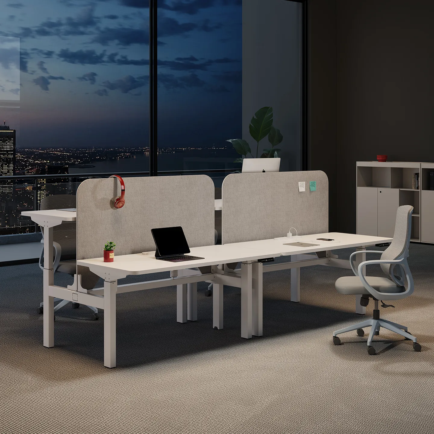 Modular sit stand office workstation with electric height adjustment