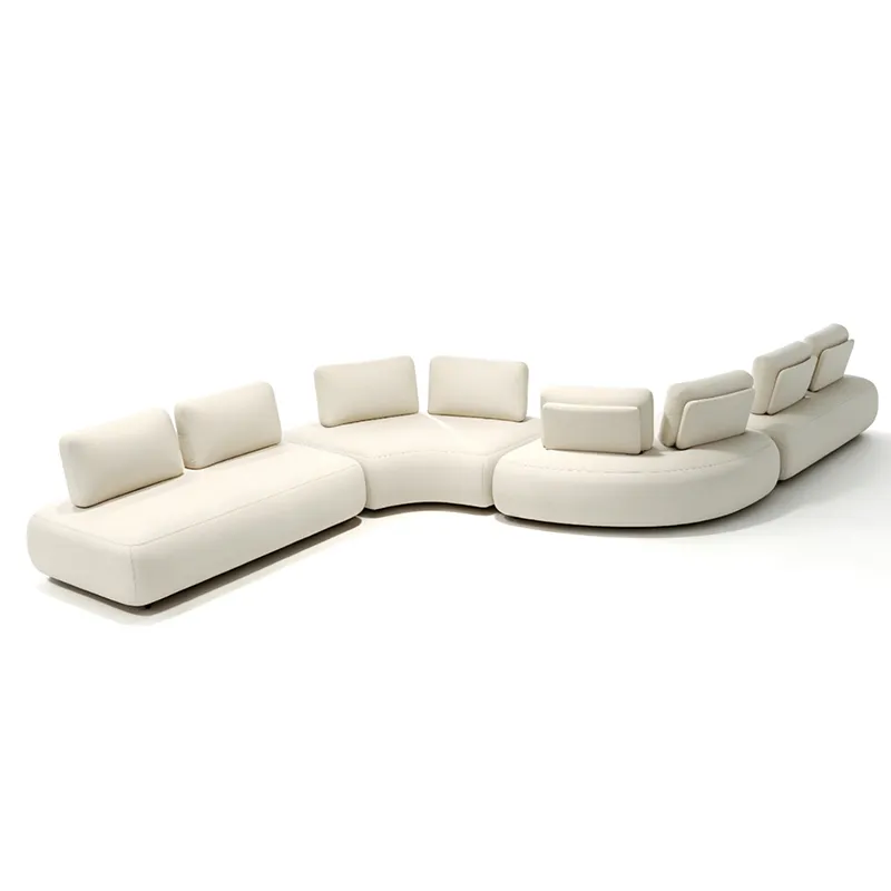 Modular sofa configuration creating an informal collaborative seating area
