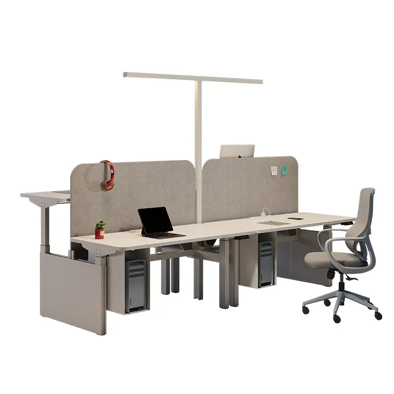 Multi person electric office workstation with modular desk configuration