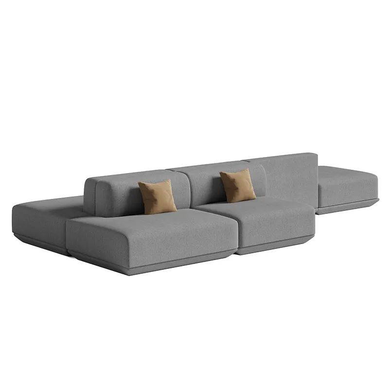 Multi-seat modular office sofa assembled from straight and corner seating units