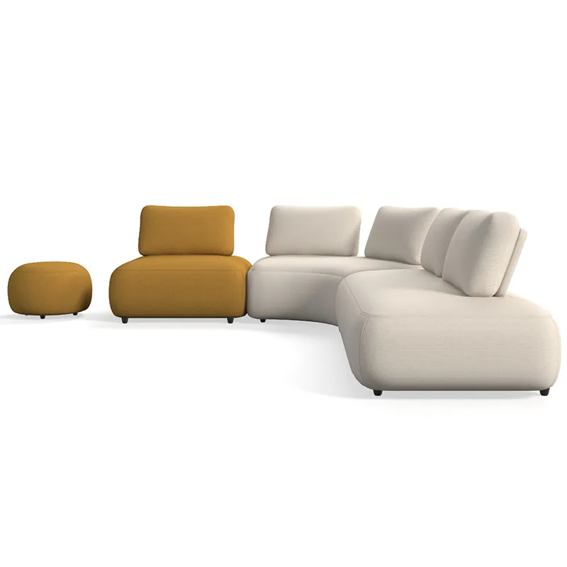 Multi-seat office lounge sofa created from modular upholstered seating units