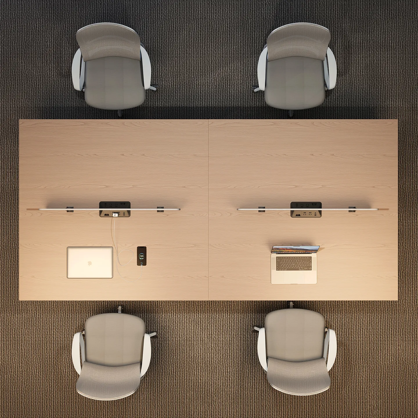Modular office workstation expandable into multi-person desk configurations