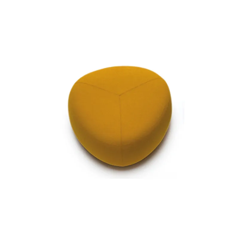 Pebble-shaped office pouf with rounded triangular form for collaborative lounge areas