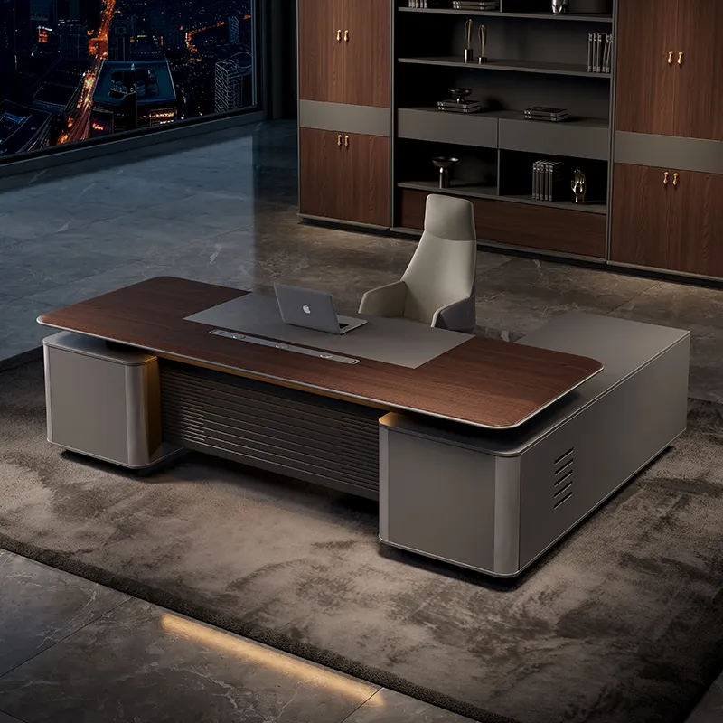 Premium Executive Office Desk with Integrated Side Cabinet - Cover image