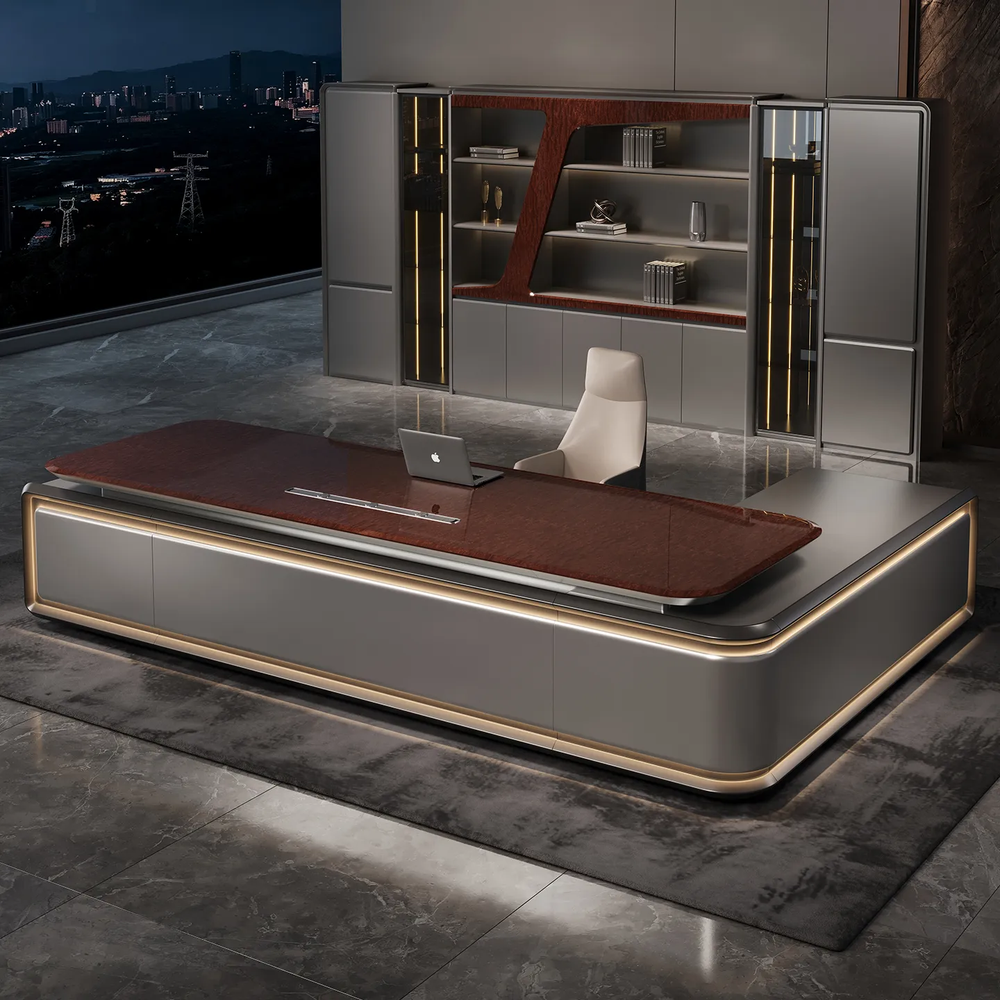 Wood executive desk with a warm premium finish for CEO offices