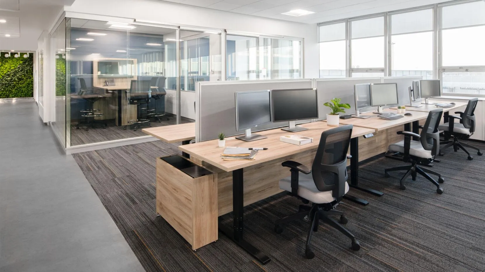 odern Office Showroom with Glass-Walled Workshop